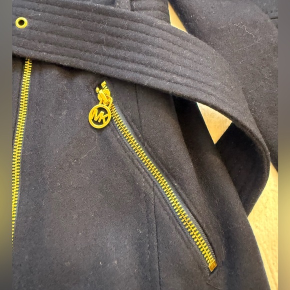 MICHAEL Michael Kors Navy Blue Asymmetrical Trench Coat with Belt   size 8 - Picture 12 of 14